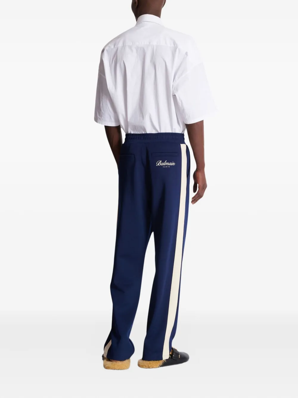 Balmain Side-stripe Track Pants In Blue