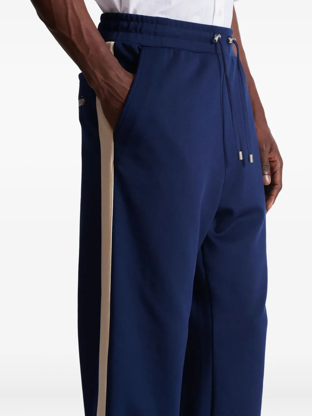 Balmain Side-stripe Track Pants In Blue