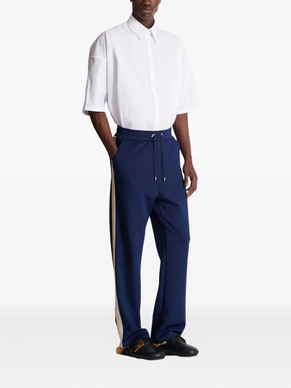 Balmain Side-stripe Track Pants In Blue