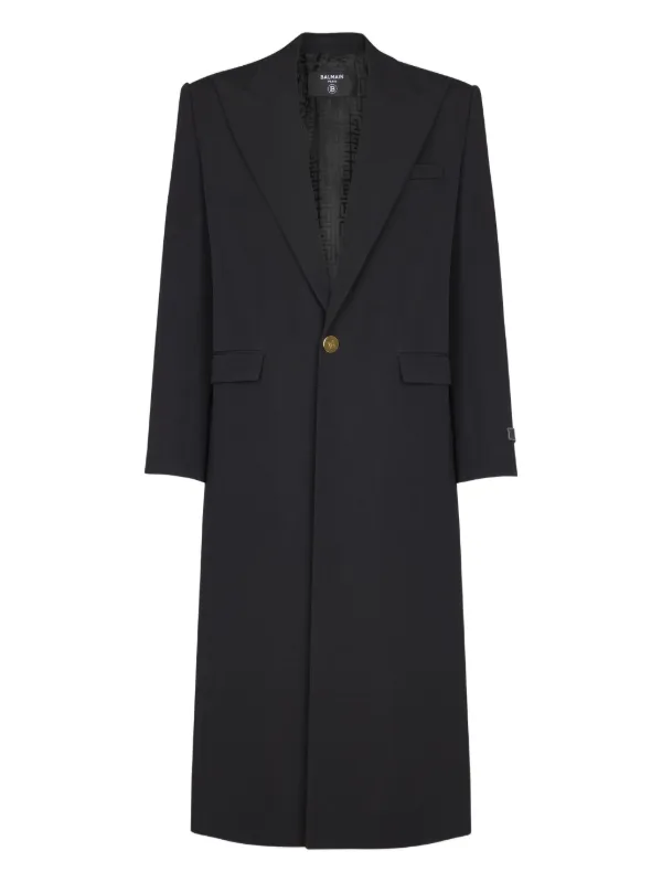 BALMAIN ブラックコート Balmain single-breasted Coat | Black | FARFETCH