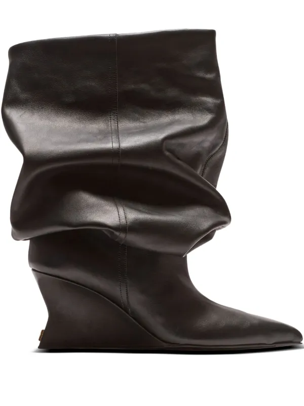 Balmain Slouchy Wedge Ankle Boots in Black