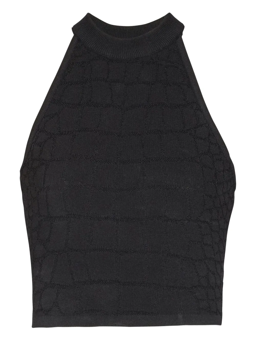 Balmain Halterneck Crocodile-effect Top In Black