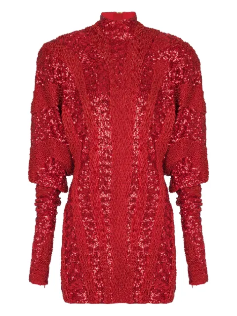 Balmain sequin mock-neck mini dress