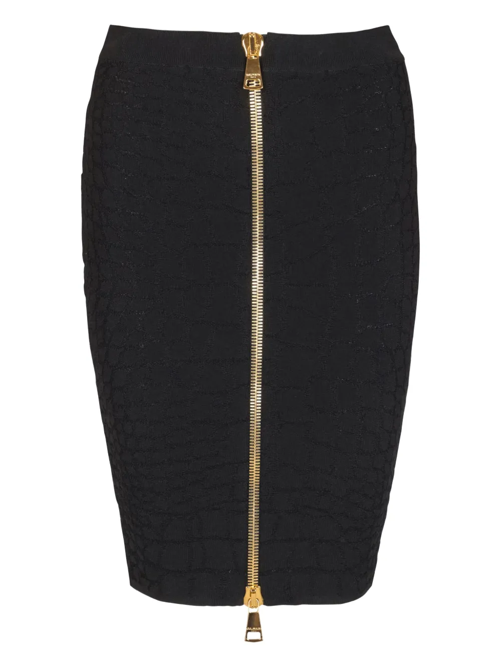 Balmain crocodile-effect zip-front mini skirt | Black | Image 1