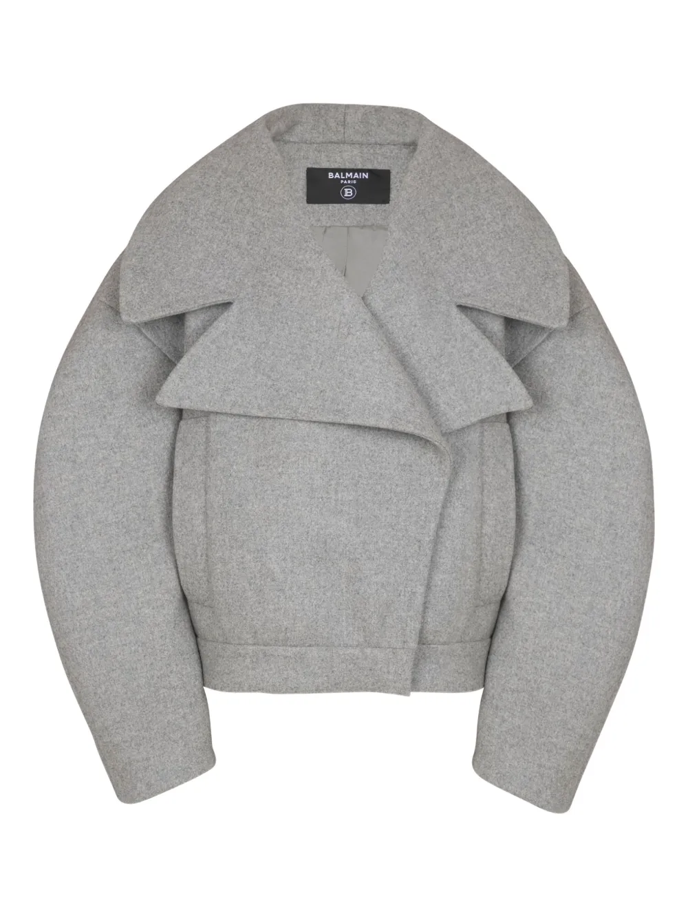 Balmain Oversized-lapel Wool-cashmere Coat In Gray