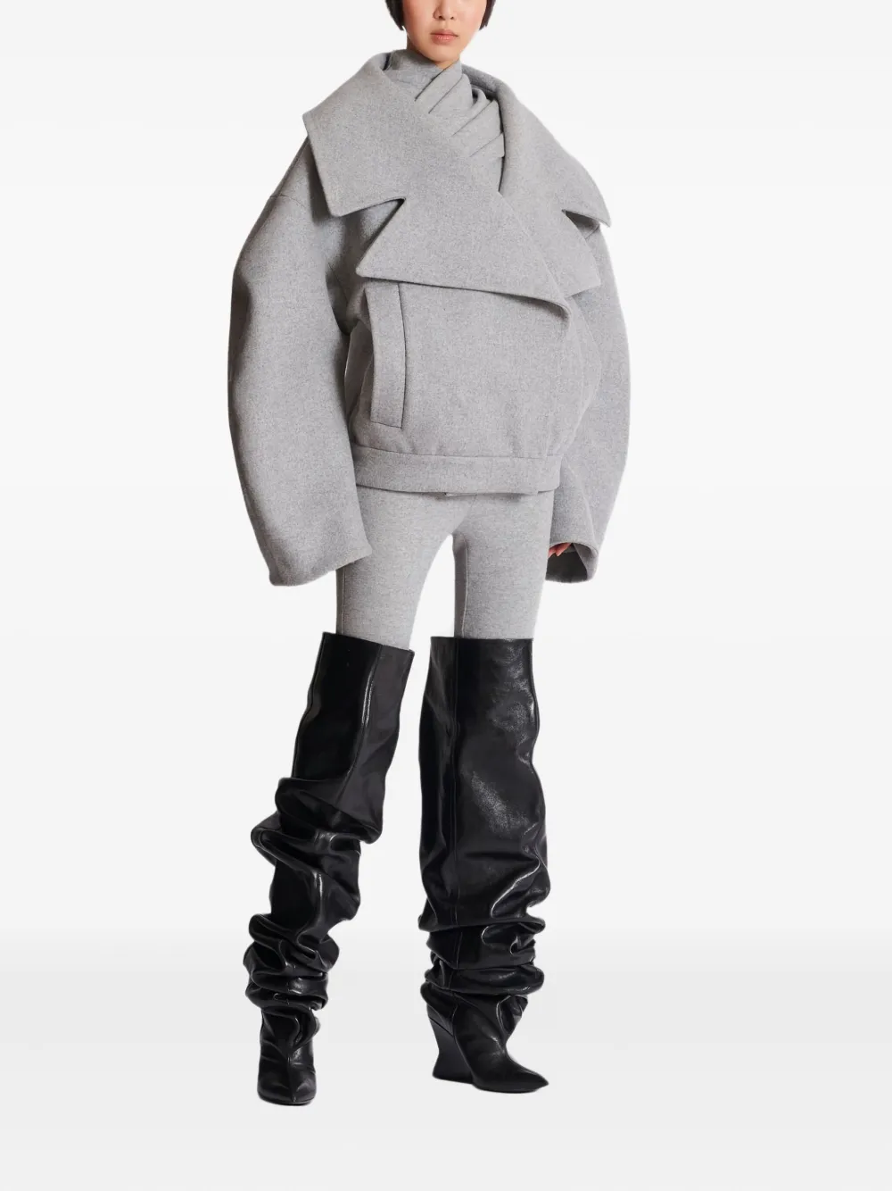 Balmain Oversized-lapel Wool-cashmere Coat In Gray