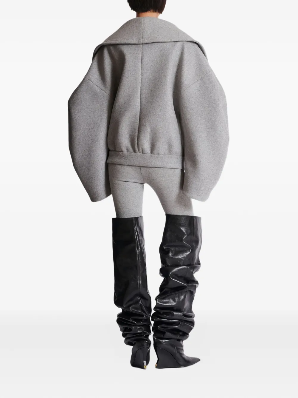 Balmain Oversized-lapel Wool-cashmere Coat In Gray