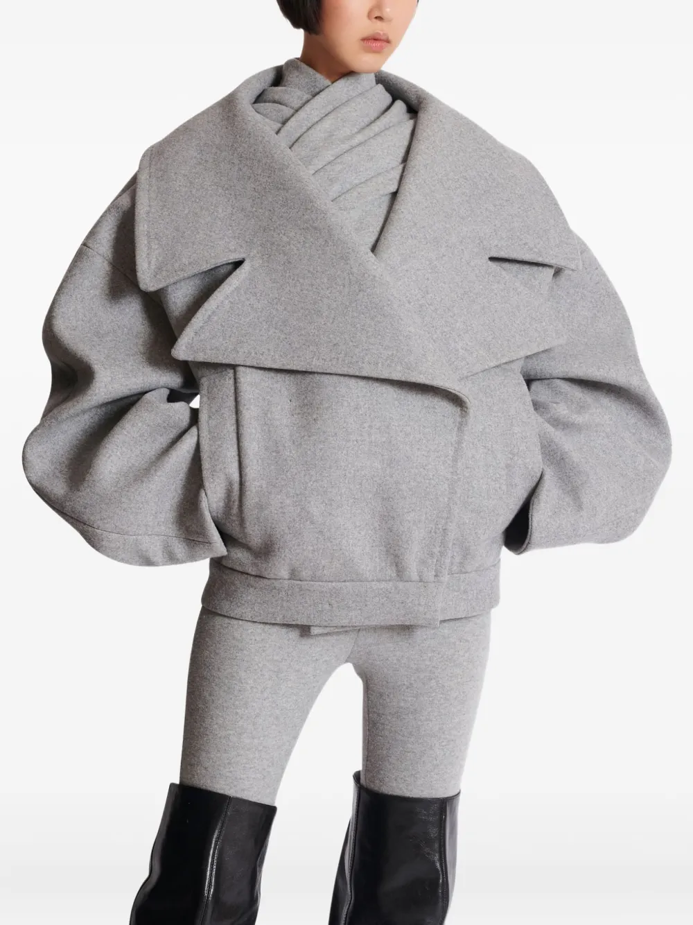 Balmain Oversized-lapel Wool-cashmere Coat In Gray