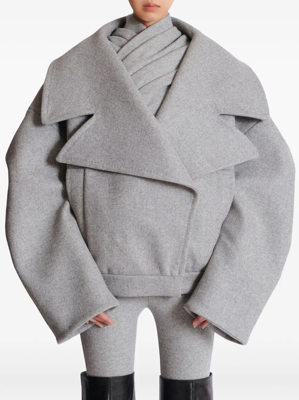 Balmain Oversized-lapel Wool-cashmere Coat In Gray