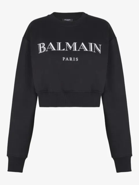 Balmain logo-print cropped sweatshirt