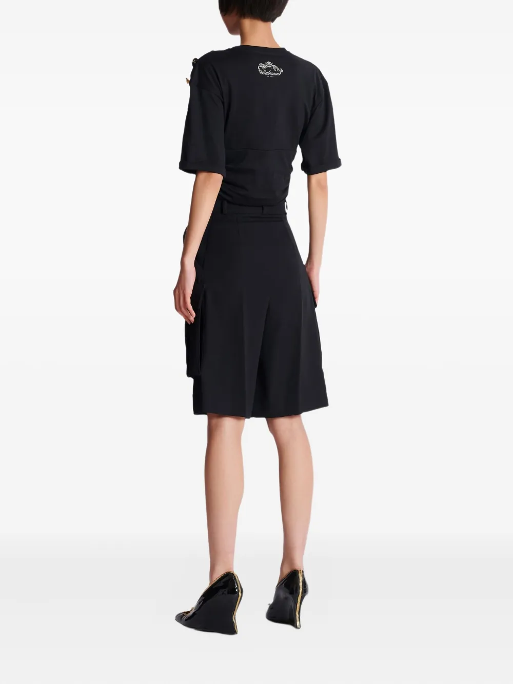 Balmain Pleated Cargo Shorts In Black