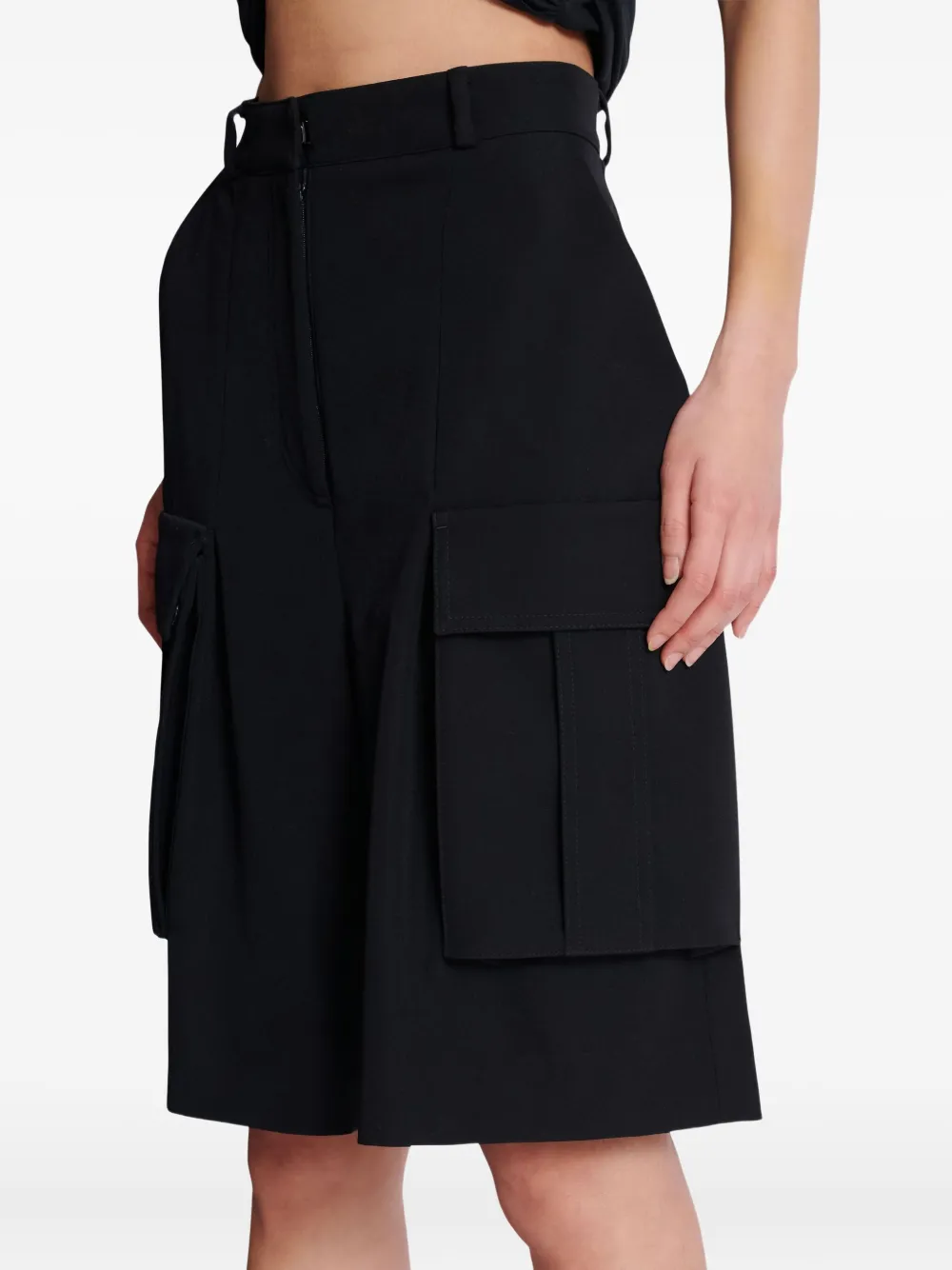 Balmain Pleated Cargo Shorts In Black