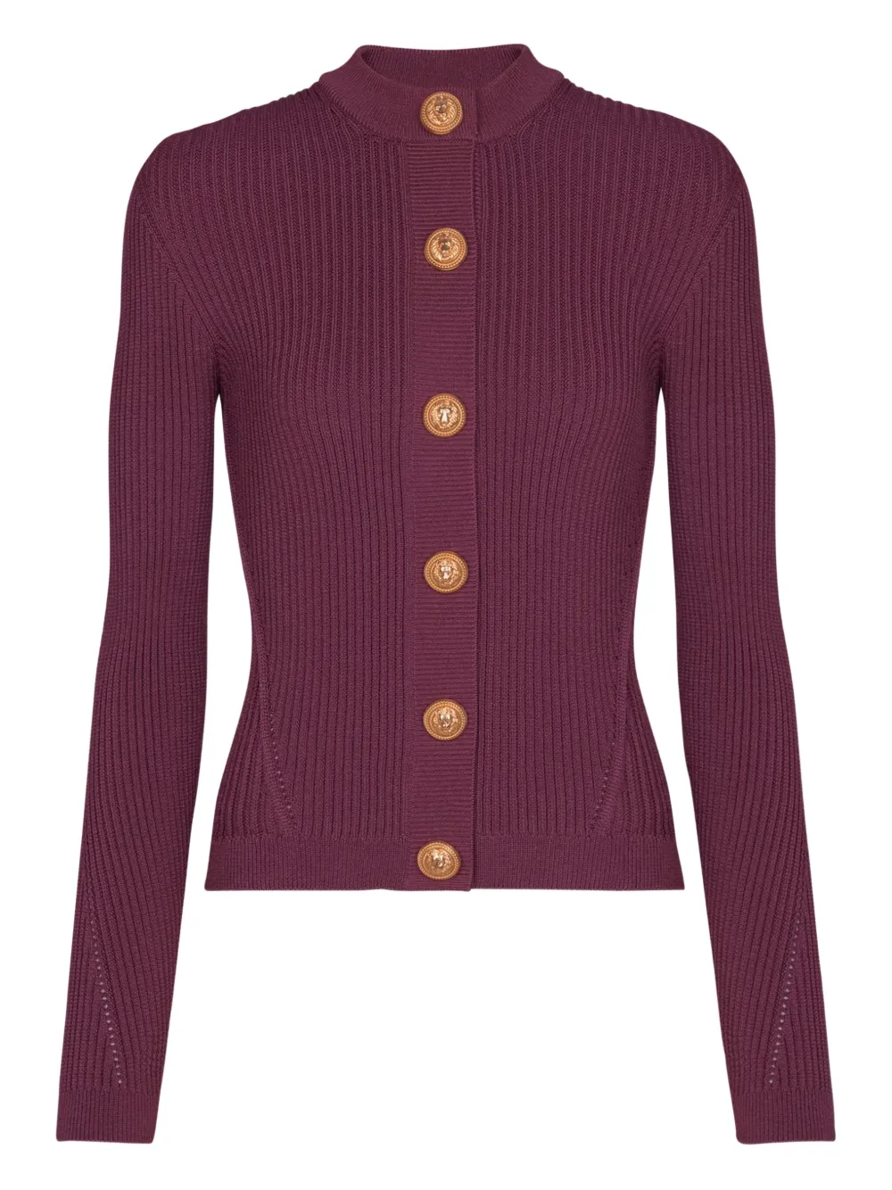 Balmain ribbed buttoned cardigan | Purple | Image 1