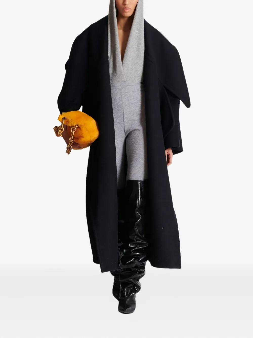 Balmain Wollmantel Mit Oversized-revers In Black