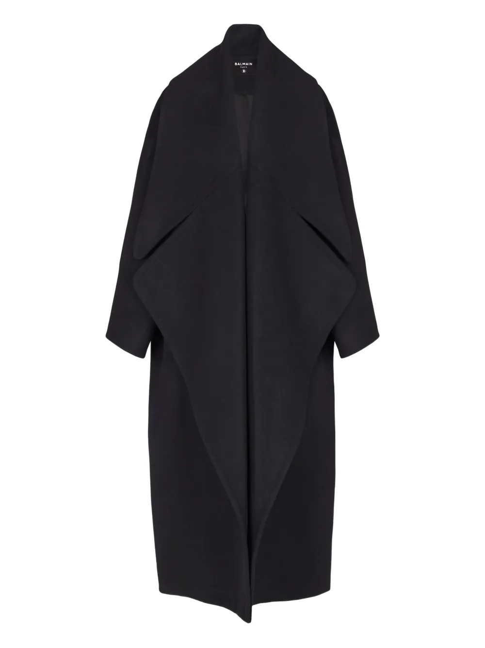 Balmain Wollmantel Mit Oversized-revers In Black