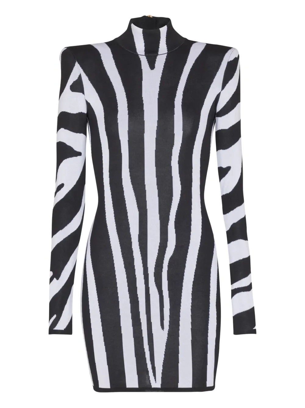 Balmain zebra-intarsia high-neck mini dress | Black | Image 1