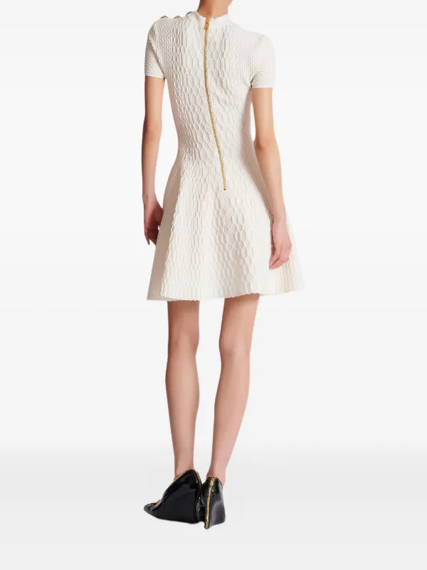 Balmain Textured -knit Flared Mini Dress | White | FARFETCH GE