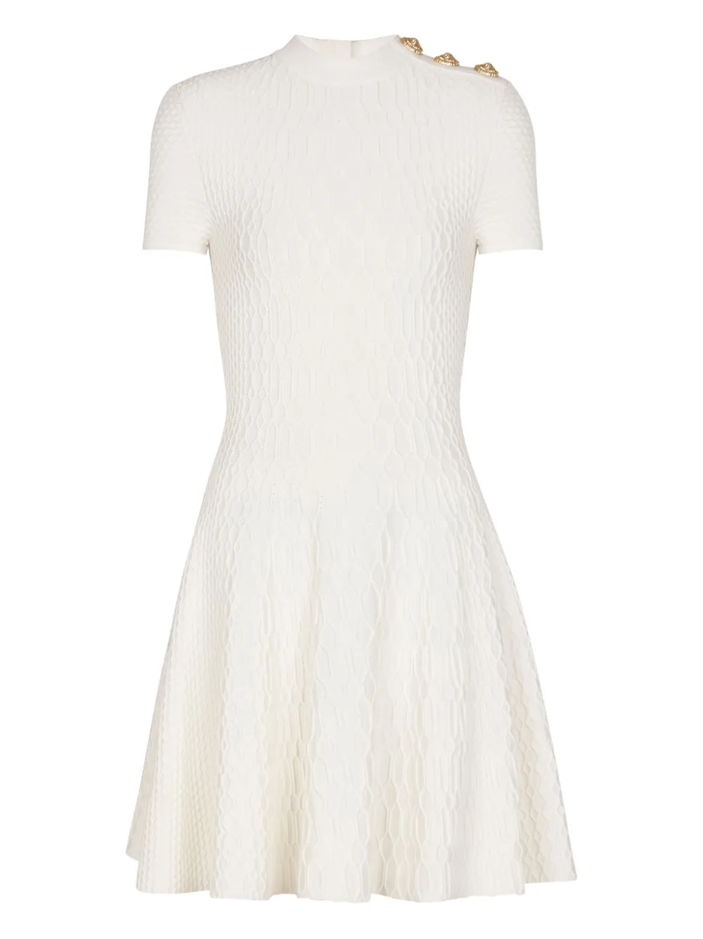 Balmain textured -knit flared mini dress | White | Image 1