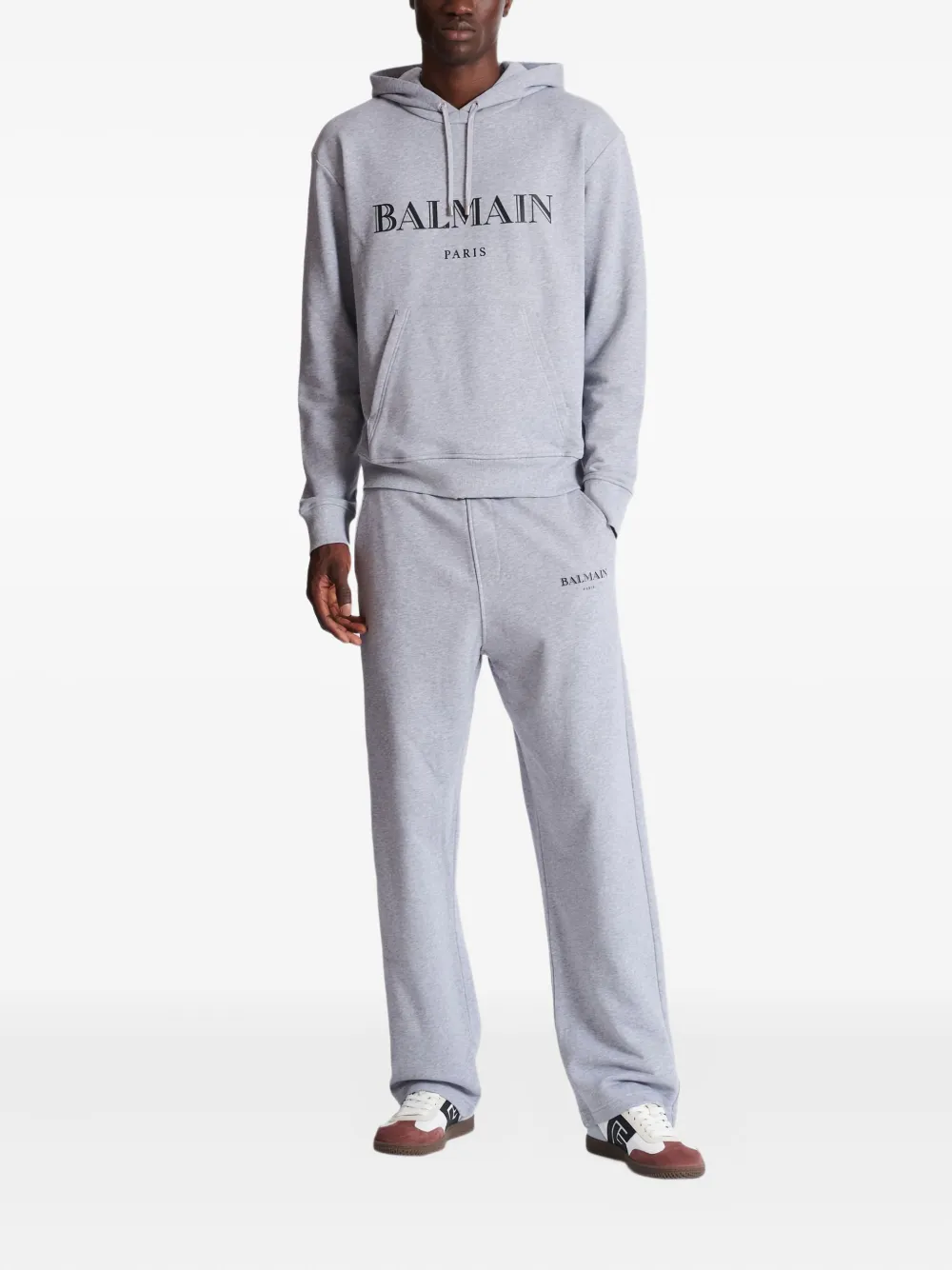 Balmain Hoodie met logoprint Grijs