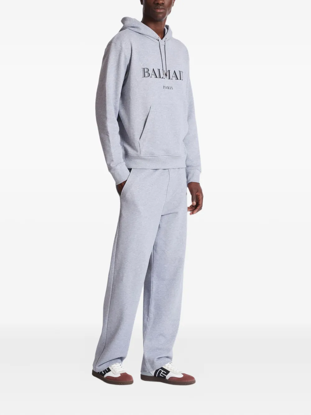 Balmain Hoodie met logoprint Grijs