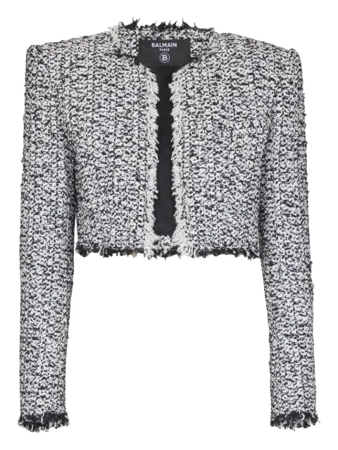 Balmain chaqueta ajustada de tweed con flecos