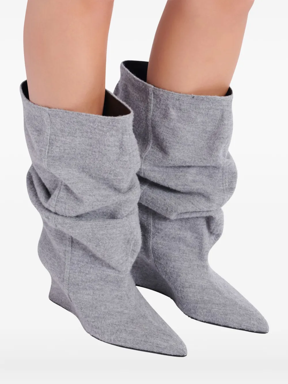Balmain 75mm Slouchy Wedge Ankle Boots In Gray