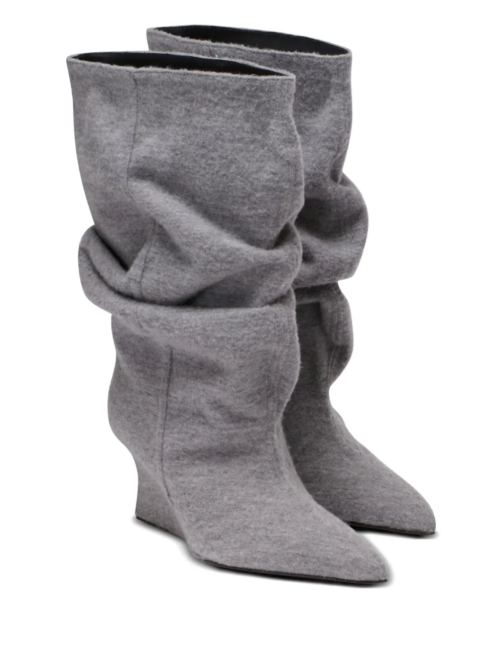 Balmain 75mm Slouchy Wedge Ankle Boots In Gray