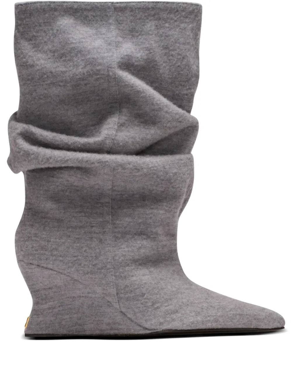 Balmain 75mm Slouchy Wedge Ankle Boots In Gray