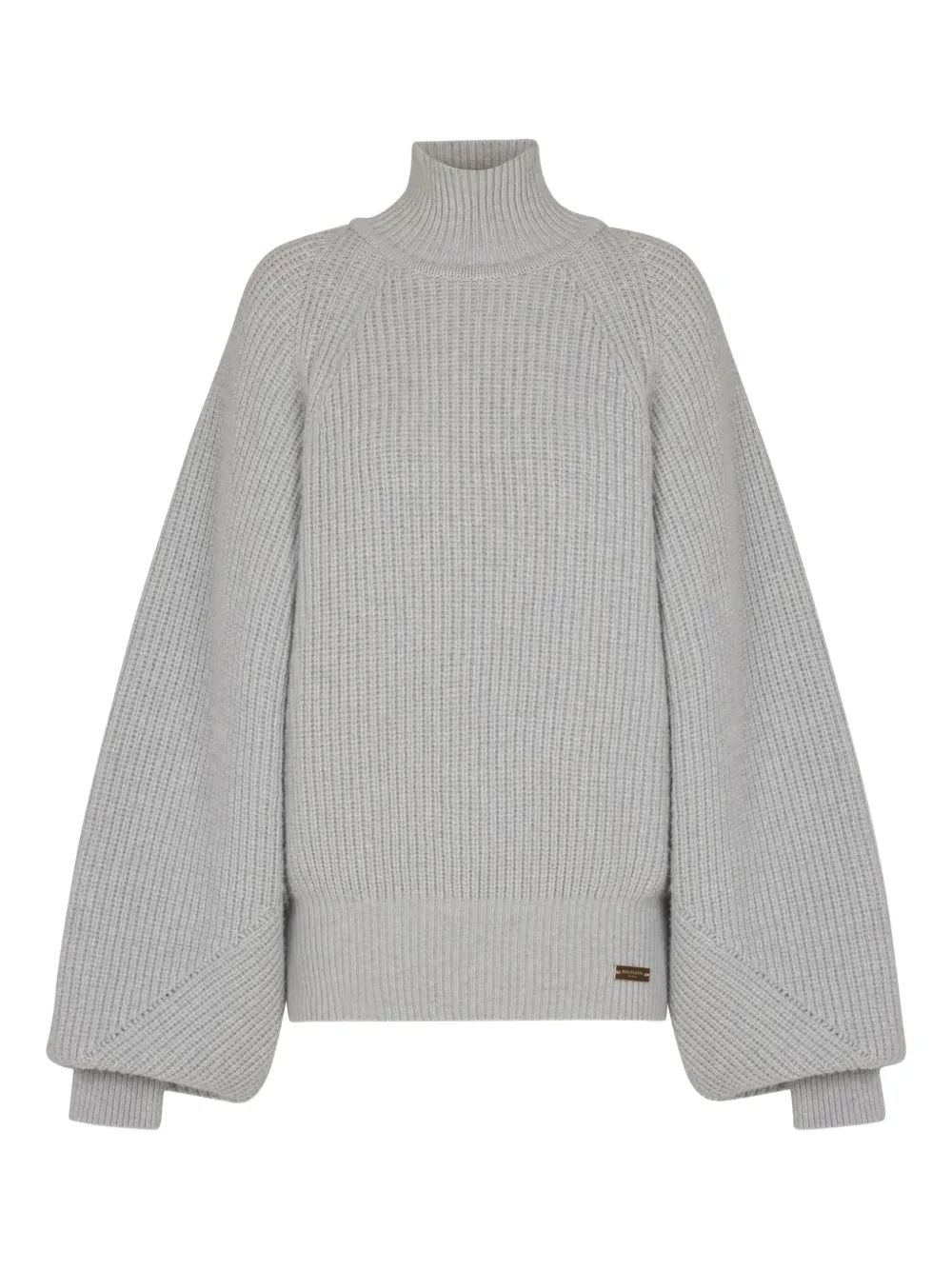 Balmain Turtleneck Ribbed Jumper In Gray