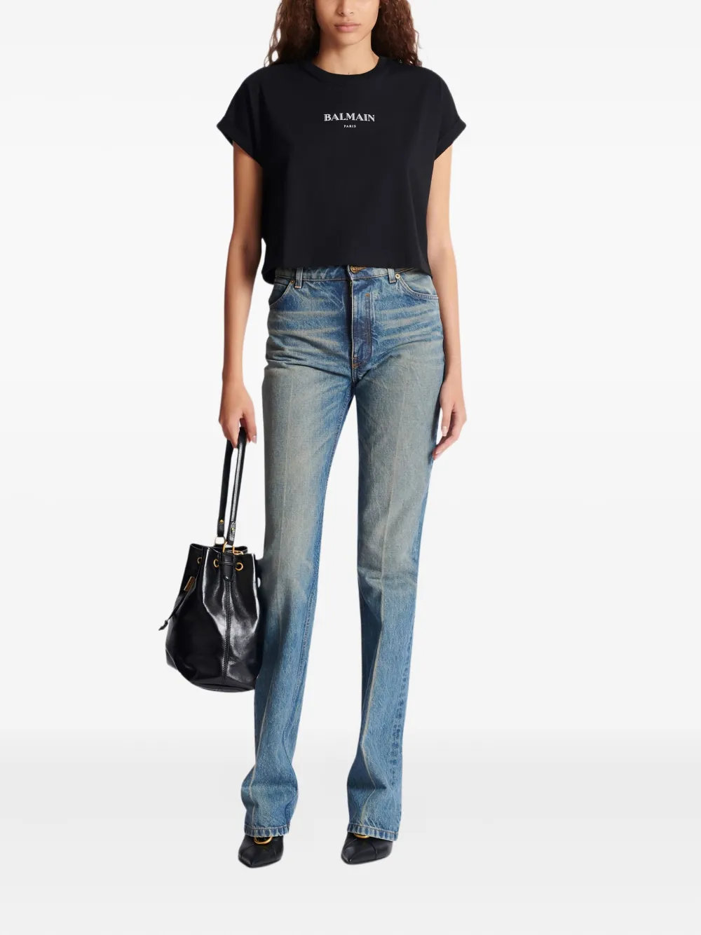 Balmain T-shirt met logoprint Zwart