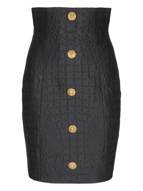 Balmain falda corta con efecto de cocodrilo