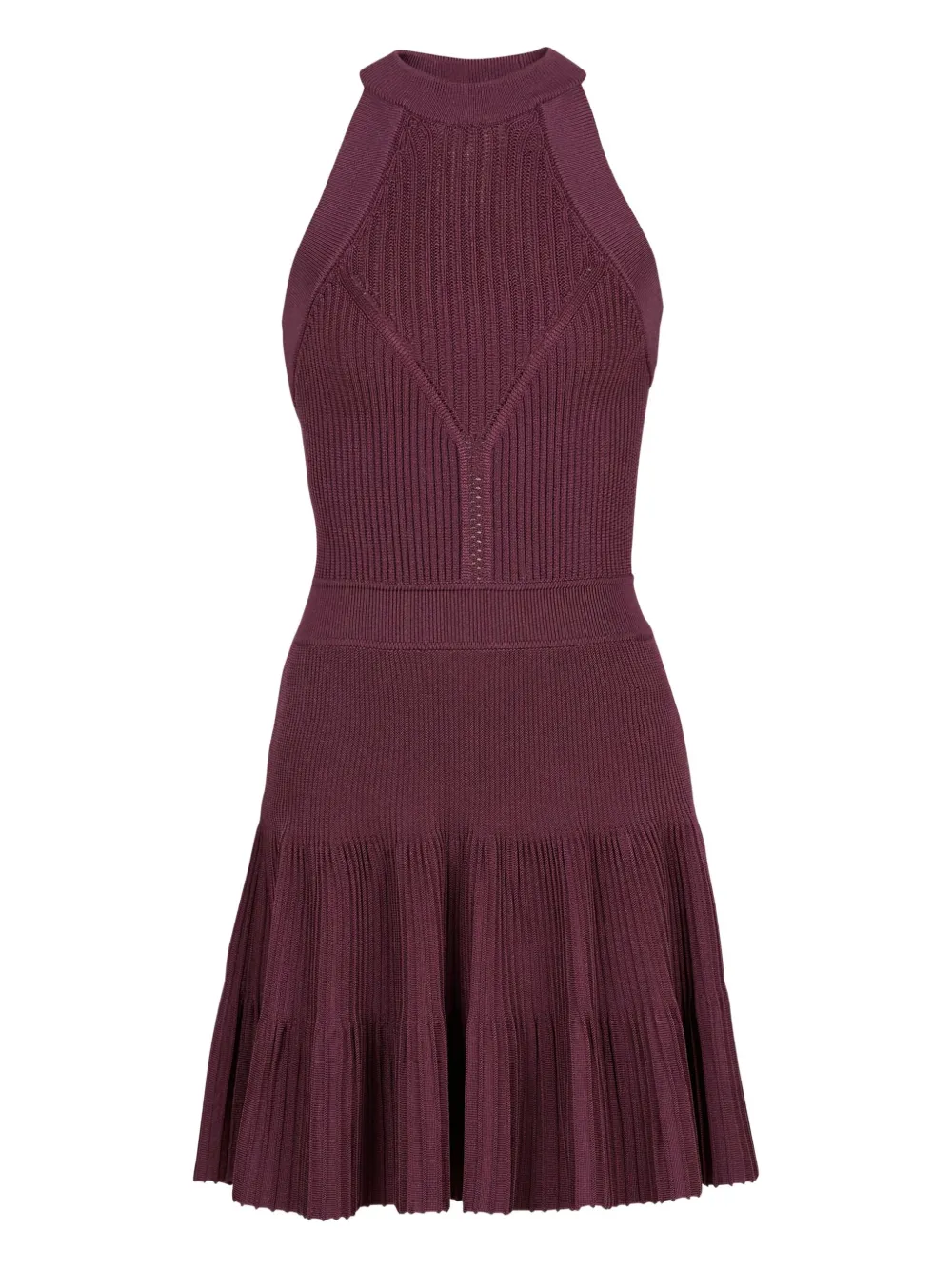Balmain openwork-ribbed-knit mini dress | Purple | Image 1