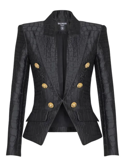 Balmain crocodile-jacquard six-buttons blazer