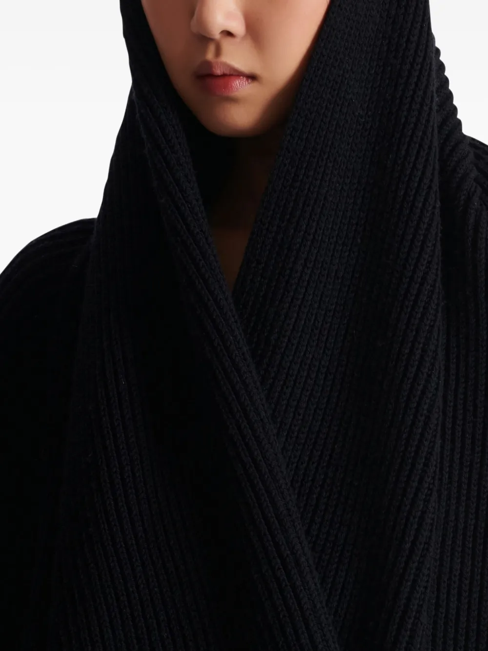 Balmain Ribgebreide hoodie Zwart