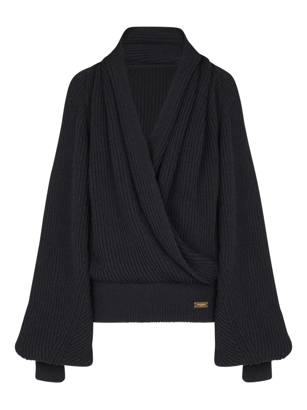 Balmain hoodie tejida de canalé | negro | Image 1
