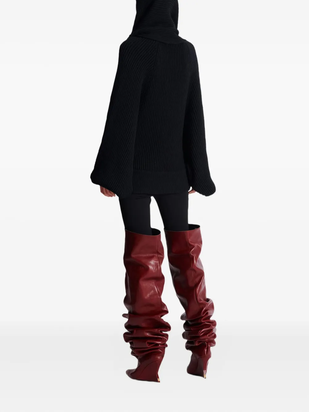 Balmain Ribgebreide hoodie Zwart