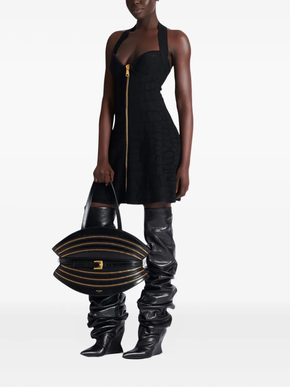 Balmain Shuffle medium schoudertas met rits - Zwart