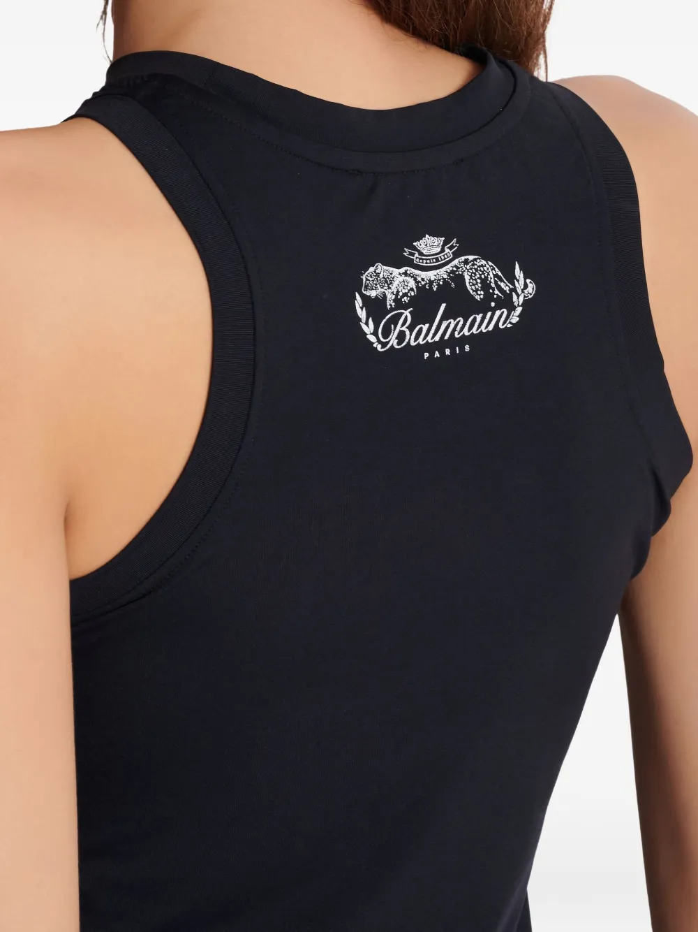 Balmain Haltertop met luipaardprint Zwart