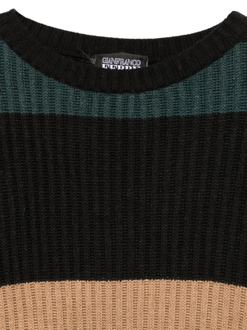 Pre-owned Gianfranco Ferre 1997 Striped Ribbed Sweater In Black