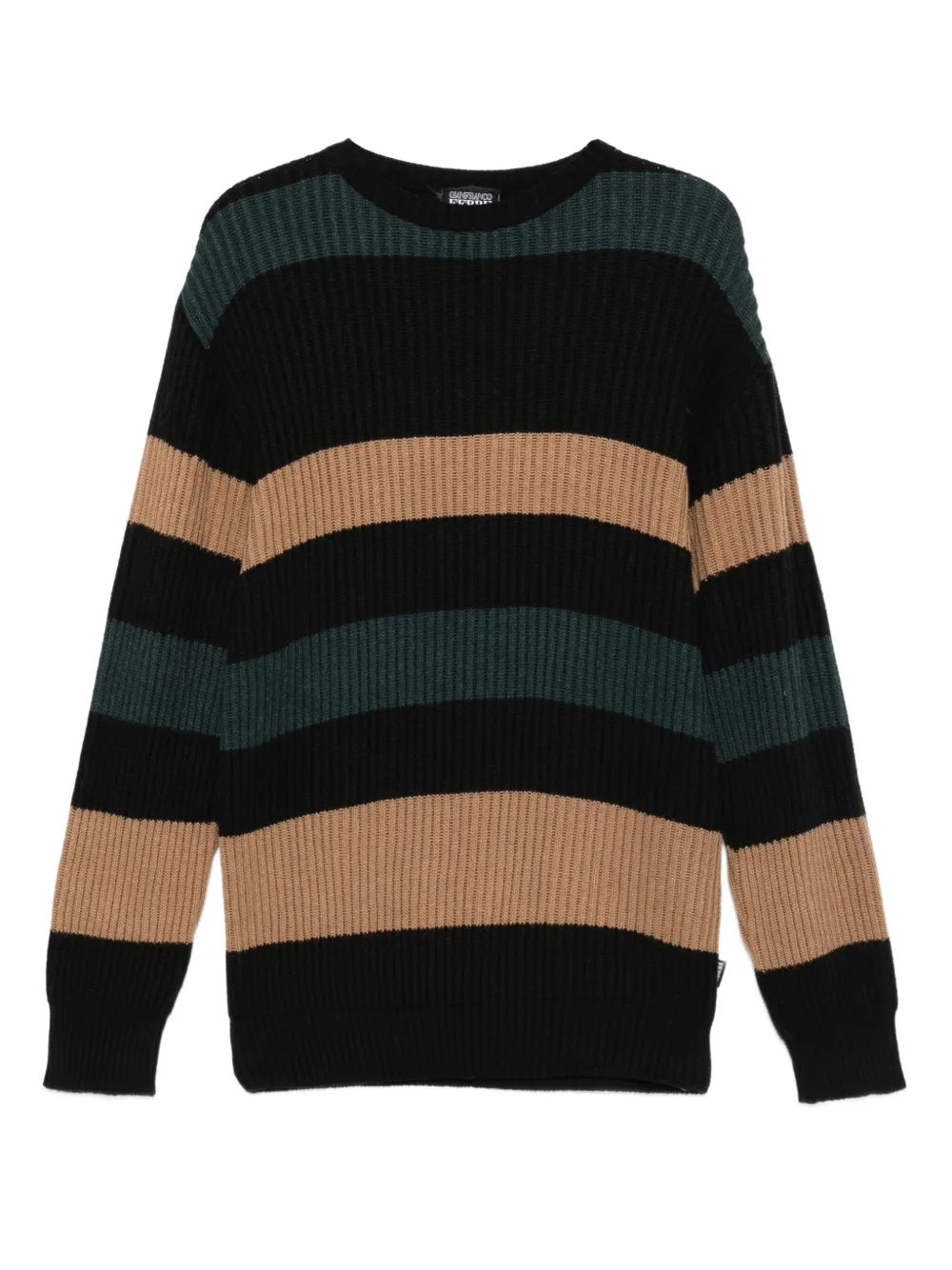Gianfranco Ferré Pre-Owned 1997 striped ribbed sweater | Black | Image 1