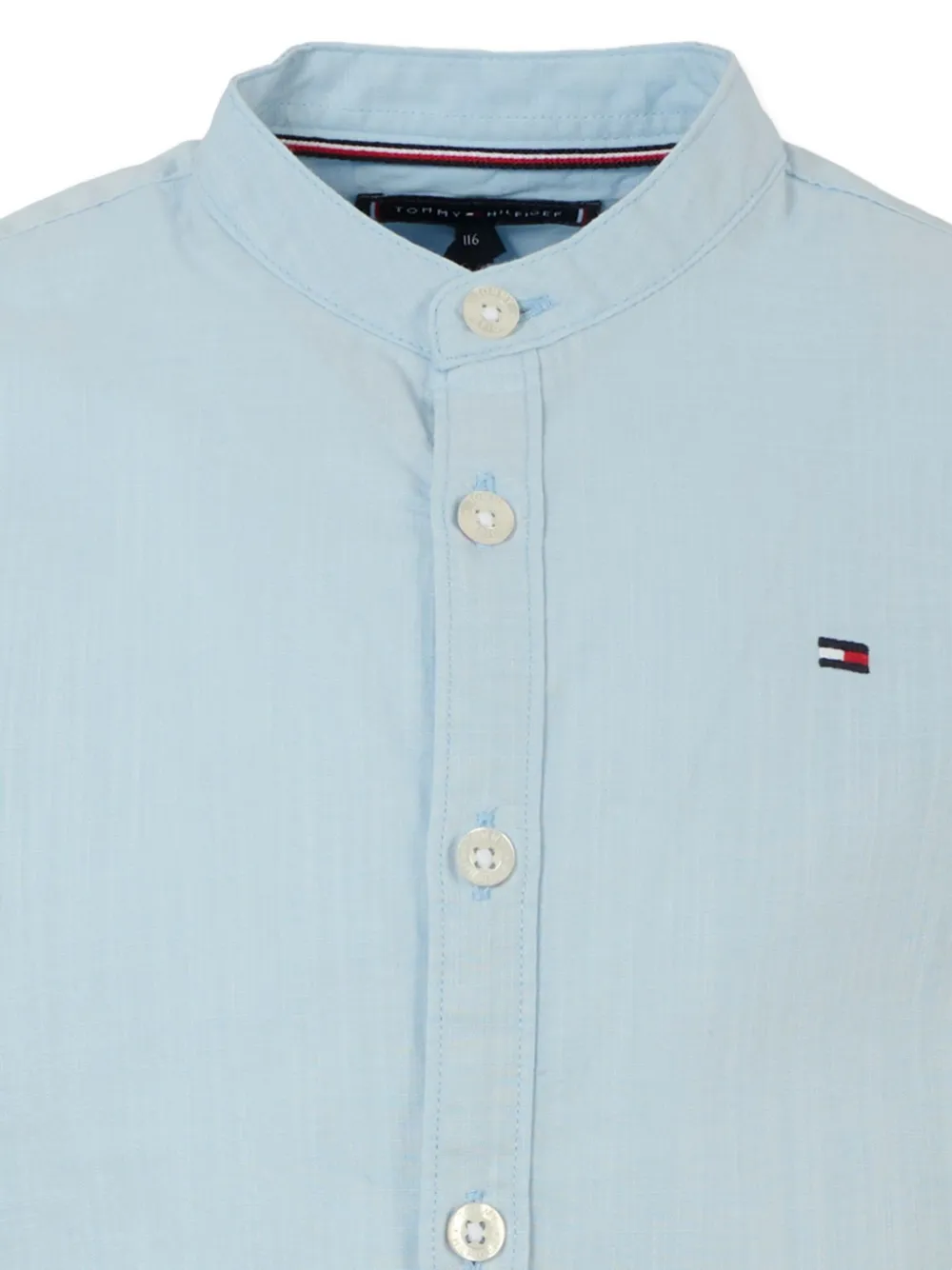 Tommy Hilfiger Junior Katoenen shirt met ronde opstaande kraag Blauw