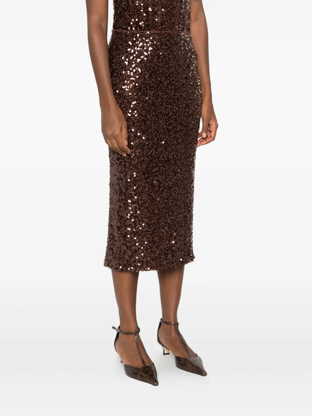 Pennyblack Sequin-embellished Skirt In Brown