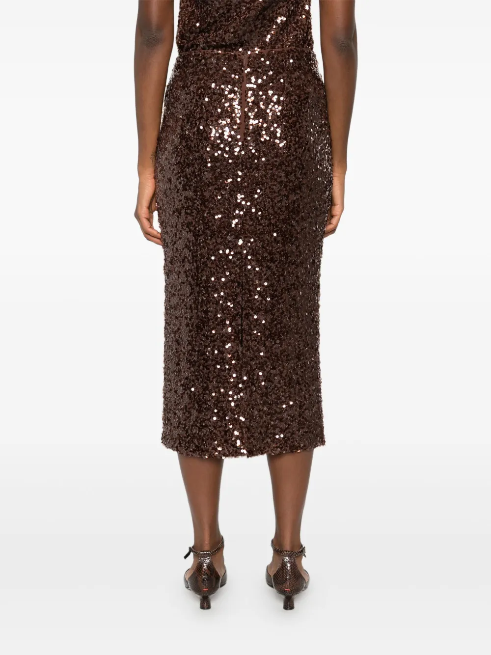 Pennyblack Sequin-embellished Skirt In Brown