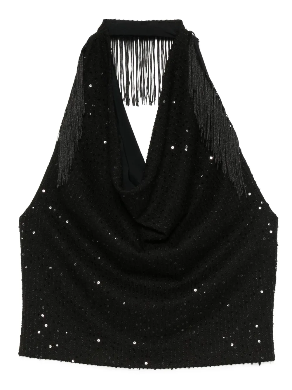 Iro Sequin-embellished Fringe Top In Black