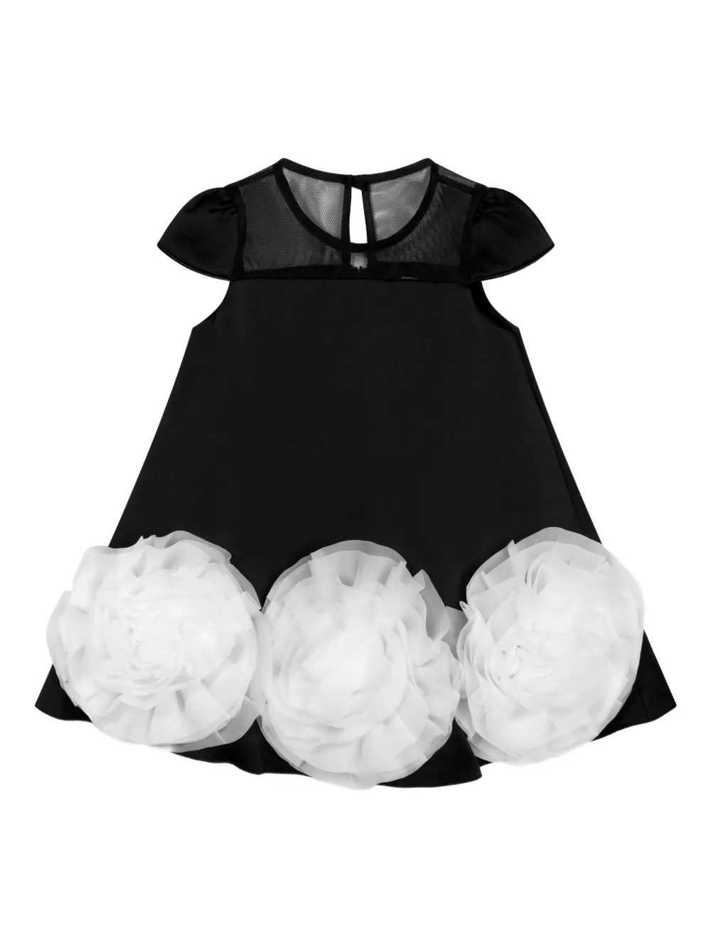 Dress & Fleur Rose-embellished Mesh-yoke Dress In Black