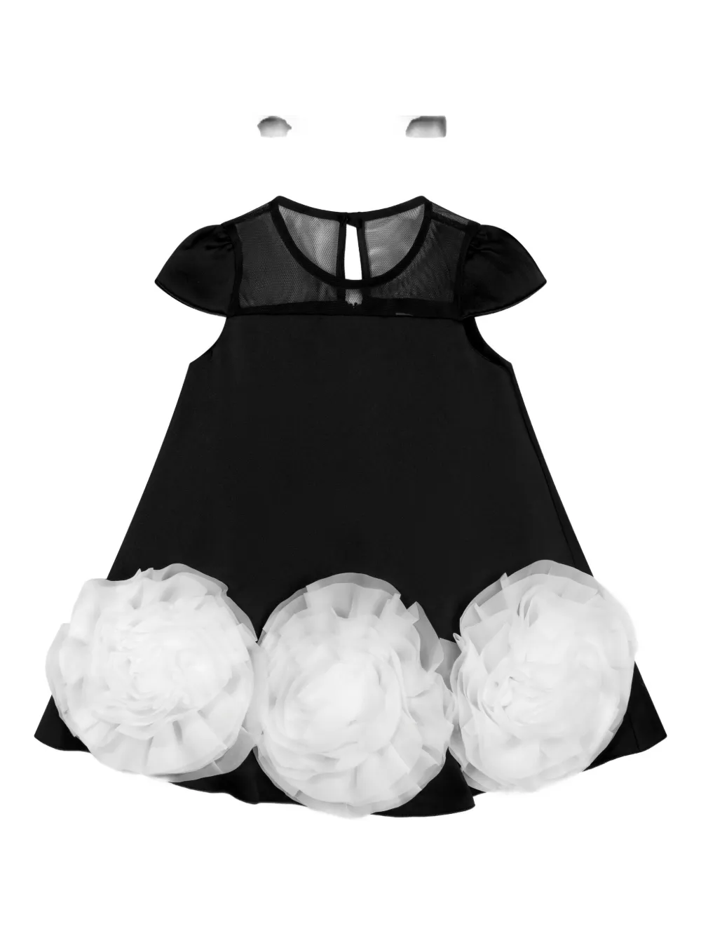 Dress & Fleur Rose-embellished Mesh-yoke Dress In Black