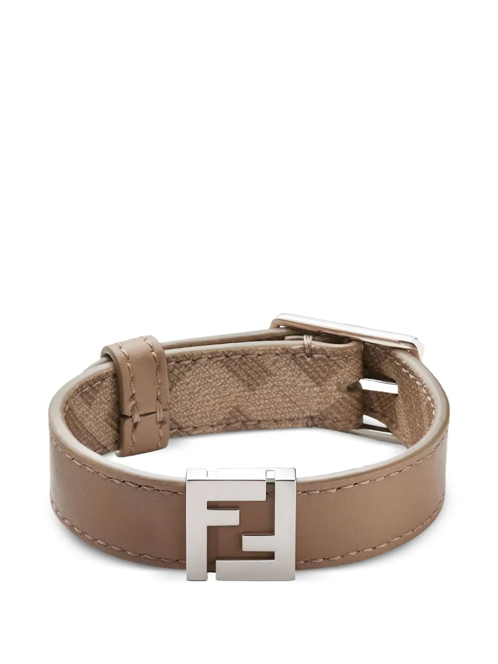FENDI leather logo bracelet - Marrone