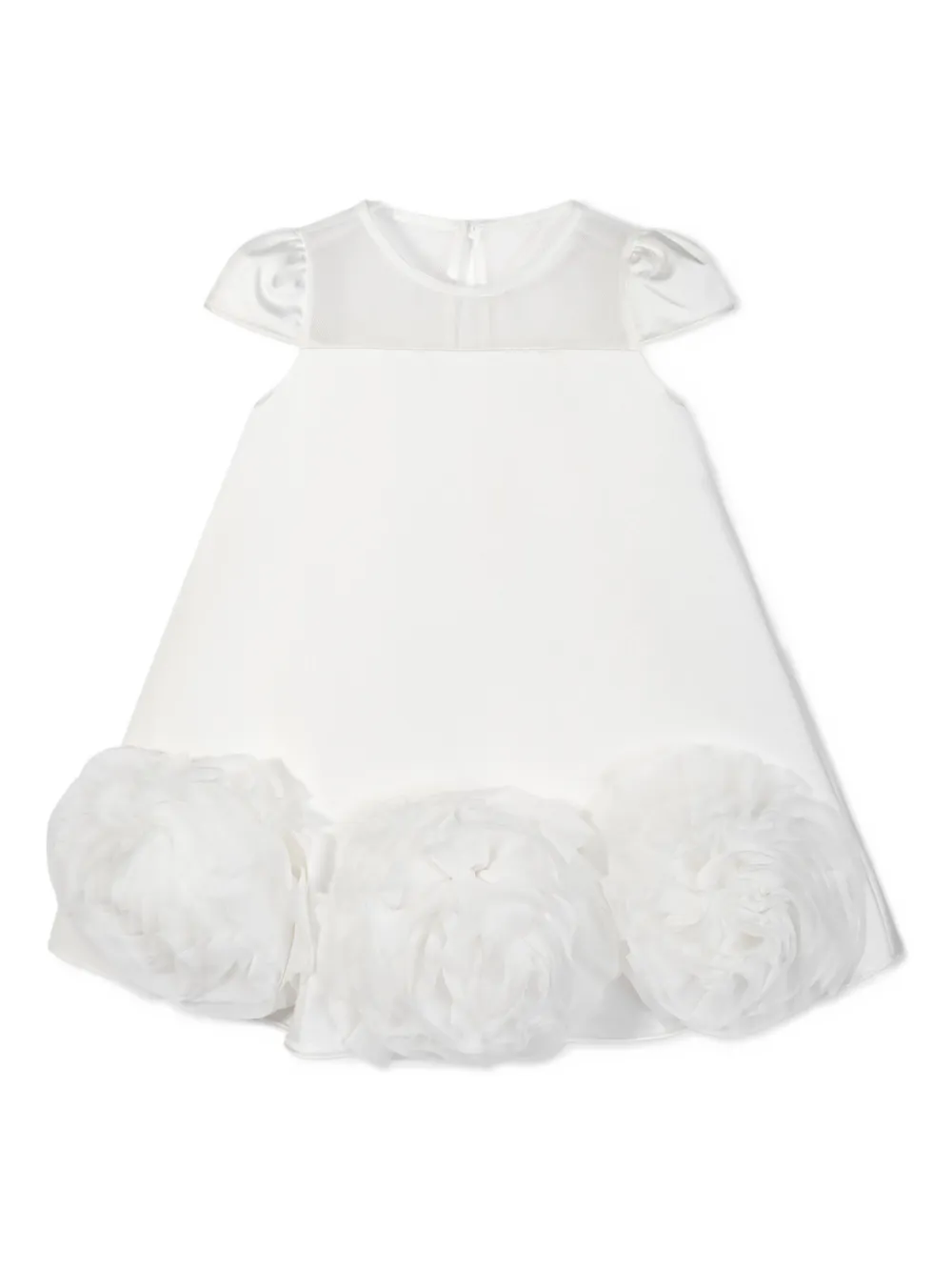 Dress & Fleur Jurk met ruches en mesh vlak Wit