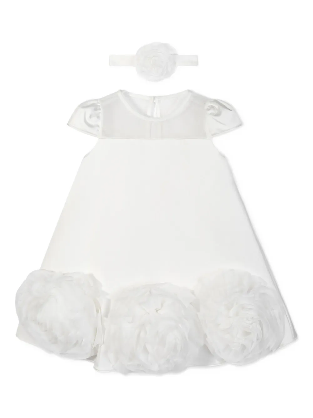 Dress & Fleur メッシュインサート ラッフルワンピース - ホワイト Dress & Fleur メッシュインサート ラッフルワンピース - ホワイト