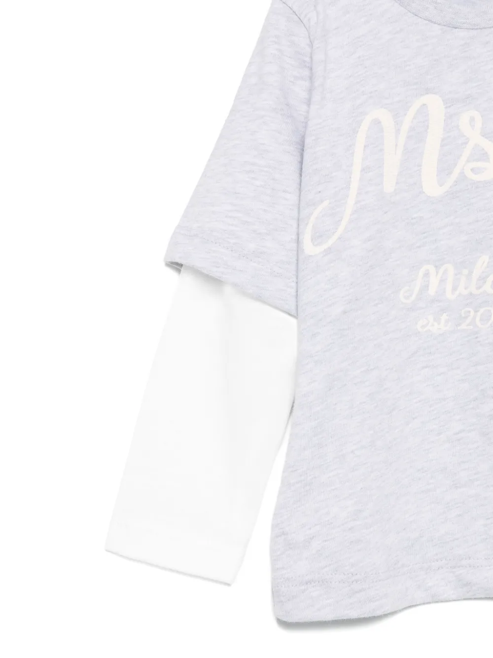 Msgm Layered Logo-print T-shirt In Gray